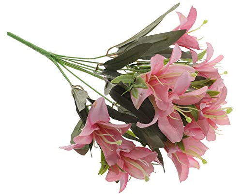 POPETPOP Ramo De Flores Artificiales De Lirio Vivid para Decoración De Hogar Bouquet De Flores Falsas para Fiestas y Bodas Cabezas De Lirio
