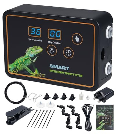Reptile Humidifier Misting System Weytoll Reptile Smart Misting System for Reptile Terrariums, Reptile Mister with Timer Tank Lizard, Chameleon, Snake, Turtle, Plant, 360° Atomization Coverage