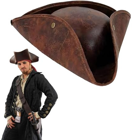 Ycfish Pirate Hat, Premium Pirate Hat for Adults, Halloween Captain Costume Accessory, TricornBrown Pirates Hat Theme Party Supplies Role Cosmetic Accessories