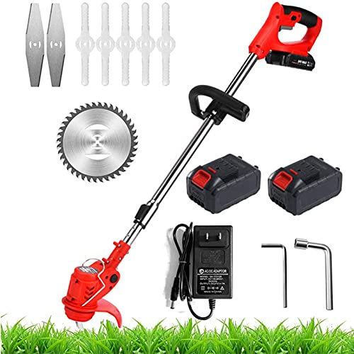 Cordless Garden Strimmer, 12V/24V Grass Trimmer & Lawn Edger with 3 Blades, Telescopic Design, Includes Battery & Charger - Ideal for Lawn Maintenance and Grass Cutting