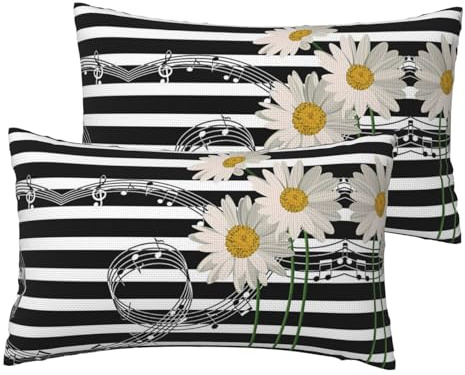ESNAIUVCD Federa per cuscino rettangolare con stampa floreale su entrambi i lati, federa per cuscino traspirante per hotel, casa, letto decorativo (2 pezzi)