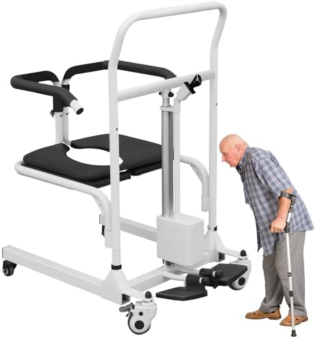 Mixtric Silla De Ruedas EléCtrica Elevador Pacientes, Silla De Ruedas PortáTil con Apertura Y Cierre De Asiento para Adultos, Uso DoméStico, Dispositivos Ligeros De Asistencia