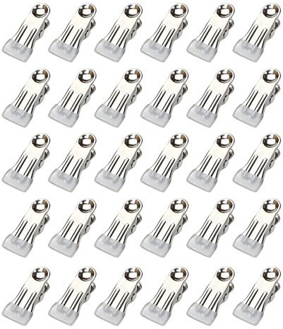Ztolbriy 30Pcs Stainless Steel Clothes Pegs For Washing Line, Metal Clips With Non-Slip Grip For Laundry, Socks, Towels, Food Sealing And Photo Drying (Silver)