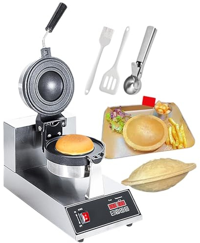 Ice Cream Burger Press - 180° Rotating, Commercial Electric Burger Waffle Maker, Non-Stick Heated Plates, Led Digital Temperature Control & Timer, For Food Street, With Ice Cream Scoop