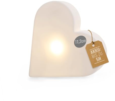 8 seasons design LED Herz Mini-Leuchte Shining Heart Micro S – Dekolampe 12 cm – kabellos mit Akku & USB-C aufladbar - Tischdeko, romantische Deko, Herzlampe, Valentinstag, Muttertag