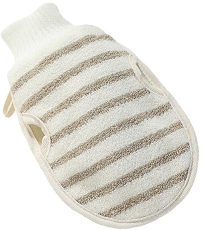 BIUDECO Double-sided Skin Scrubbing Glove with Flax Material Exfoliating Shower Mitt for Back Cleansing and Dead Skin Removal Gentle Bath Accessory for Smooth Complexion and Massage Use