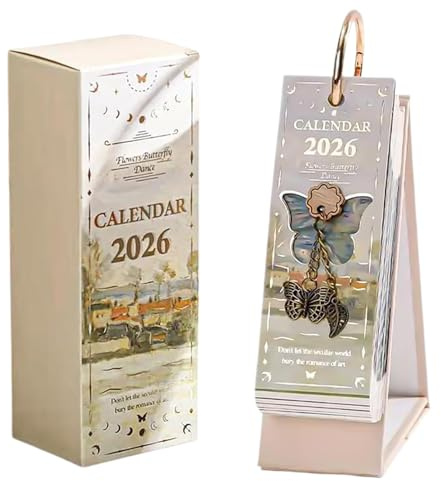 Petit calendrier de bureau 2026, calendrier quotidien esthétique 2026, détachable pour femme, peinture à l'huile vintage, marque-page, calendriers journaliers avec dicton, cadeau artistique pour
