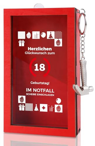 Tutukyle 18 Geschenk Lustige Notfallbox mit Hammer, 18.Geburtstag Geldgeschenke Holz, Personalisierte Geschenkidee für Geld, Deko Holzkiste Kreative DIY lustige Geburtstag für Frauen Männer Freunde