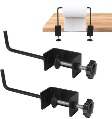 Soporte Rollo Papel Kraft para Montaje en Mesa, Dispensador Rollo Papel Kraft con Abrazadera Ajustable Estante Almacenamiento Acero al Carbono para Banco de Trabajo de Manualidades (Negro)