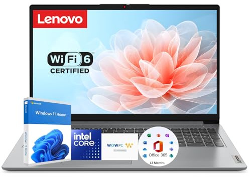 Lenovo Ideapad Laptop de 15.6 pulgadas con Microsoft 365 | CPU Intel de doble núcleo | Almacenamiento de 2.5 TB (OneDrive de 1 TB + SSD de 1 TB + 512 GB externo) | 12 GB de RAM | Wi-Fi 6 | Batería de