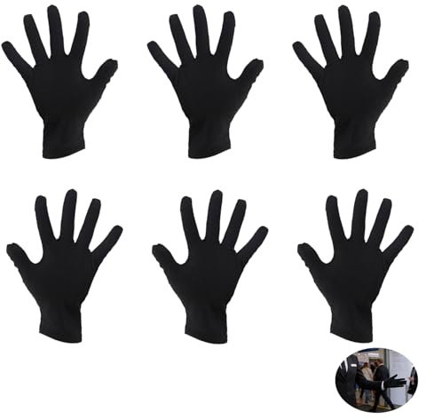 HstiaLving Gants en Coton Noir Épais et Longs 3 Paires pour Hommes et Femmes, Gants de Travail Confortables pour Ménage, Jardinage, Bricolage, Protection Quotidienne