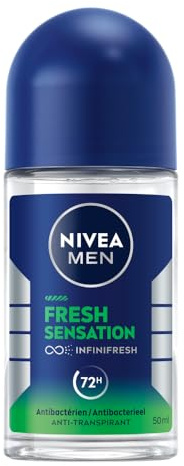 NIVEA MEN - Déodorant Bille Fresh Sensation - Déodorant Homme 72H Anti-Transpirant Aisselles - Anti-Bactérien - 0% Alcool - Formule INFINIFRESH - Tous Types de Peaux - 50 ml