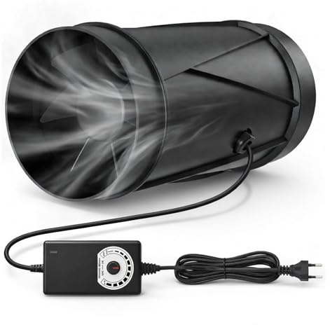 Ventilador De Conducto 150 mm, Extractor De Aire 587 m³/h con Regulador De Velocidad 22W Bajo Consumo 3000 RPM Silencioso Ventilador En Línea Para Cultivo Interior Sótano Cocina Baño Impresión 3D
