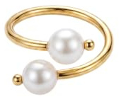 Purelei Pearl Muse Bague en acier inoxydable plaqué or avec perles d'eau douce Taille réglable S/M et M/L Brillance naturelle, Eine Grösse, Acier inoxydable, Agate