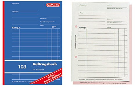 4x Auftragsbuch 103 / A5 / 3x 40 Blatt / selbstdurchschreibend