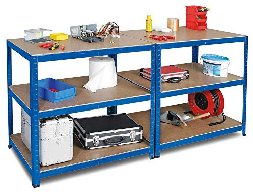 BRB Arbeitstisch/Werktisch/Packtisch HxBxT 900x1800x600 mm, 2 Ablageebenen, Stahl, kunststoffbeschichtet