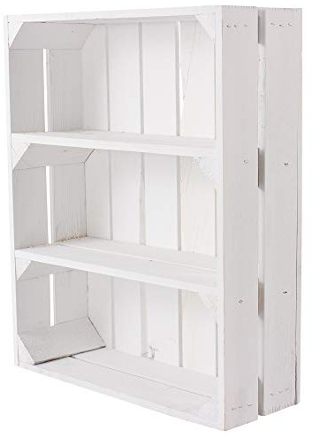 Moooble 1x neues Shabby chic Gewürzregal 50cm x 40cm x 16cm Küchenregal Ablage Regal Holzregal Obstkiste Apfelkiste Weinkiste Wandregal weiß/Weiss klassisch Vintage-Möbel Natur