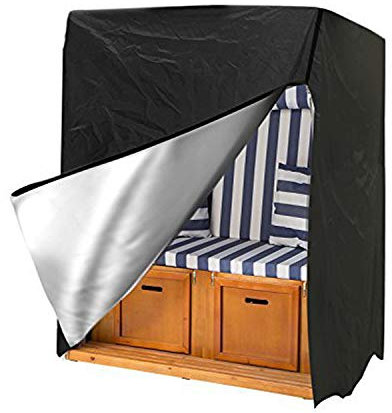 Tepsmigo Strandkorb Schutzhülle Strandkorbabdeckung wasserdichte Strandkorbhülle Schutzhülle mit Klettverschluss für Strandkorb (210T)