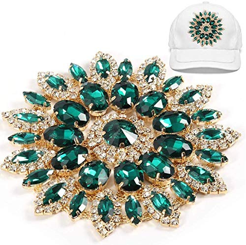 HEEPDD Damskoklämma, kristallglas strass dekoration skoklämmor, vintage kristall strass brosch för gör-det-själv hårdekoration (grön guld bas)