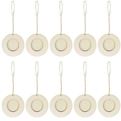 Healifty 10pezzi Mini Telaio Fotografico Rotondo Legno Con Corda Per Appendere Portafoto Fai Te Per Decorazione Murale Foto Multiple e Progetti Creativi