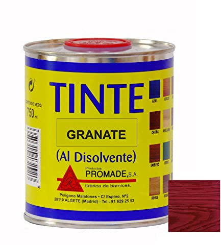Promade - Tinte al disolvente para teñir la madera. Tonos de madera y colores vivos y modernos (750 ml, Granate)