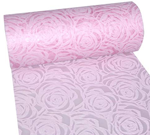 Dekoflor Tischband Tischläufer Tischdeko einzigartiges Rosen Design (Wasserfest, Lotuseffekt, samtige Oberfläche, 25 m Rolle, 30 cm Breite, 100% Nylon), Rosa