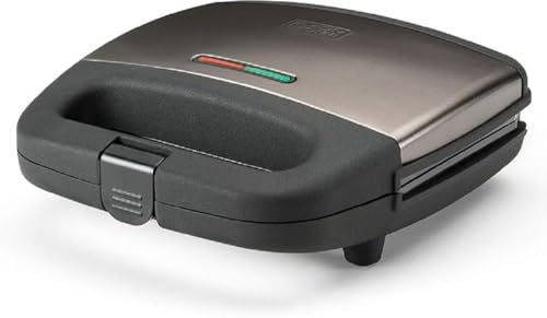 BLACK+DECKER - Tostiera 750W. Rivestimento antiaderente. Finitura anti-impronta. Acciaio inossidabile. 2 piastre quadrate per toast. Sigillatura perfetta.