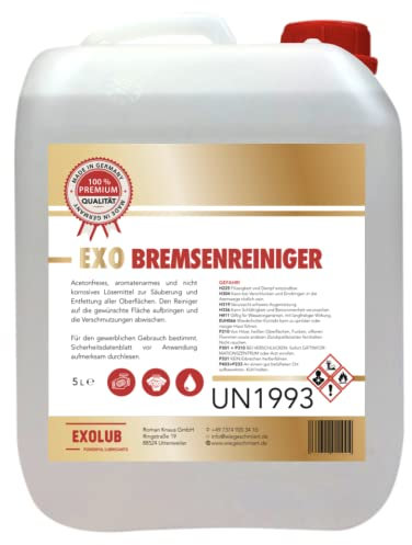 EXOLUB Bremsenreiniger Montagereiniger Entfetter ACETONFREI 5L Kanister 5 Liter | Säuberung und Entfettung Aller Oberflächen | schnelle Verdampfung