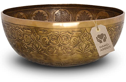 Avanda - Große Chakra Klangschale für Yoga, Meditation und Entspannung, Ø 35 cm, 4.000 Gramm, Traditionelle Tibetische Handarbeit in Bronze