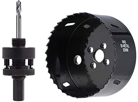92mm(3-5/8) HSS Hole Saw for Wood, M42 Bi-Meta Vent Cutter in 30mm Cutting Depth, Black Finished Soffit Cutter Saw with Heavy Duty Hex Shank Arbor