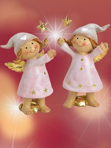 Pommerntraum ® | 2-ER Set Weihnachtsengel Engelchen Schutzengel Engel Engelsfiguren Weihnachtsdekoration Dekorationsfiguren (rosé)