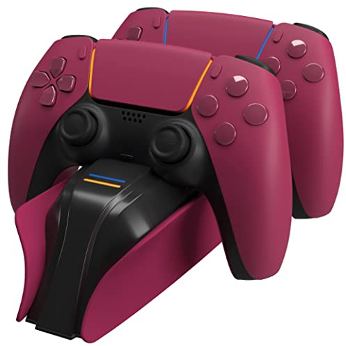snakebyte PS5 Twin Charge 5 - Stazione di ricarica Playstation 5 per controller DualSense PS5, ricarica rapida da 2 ore, per controller wireless, cavo di tipo C, indicatore di stato di carica LED,