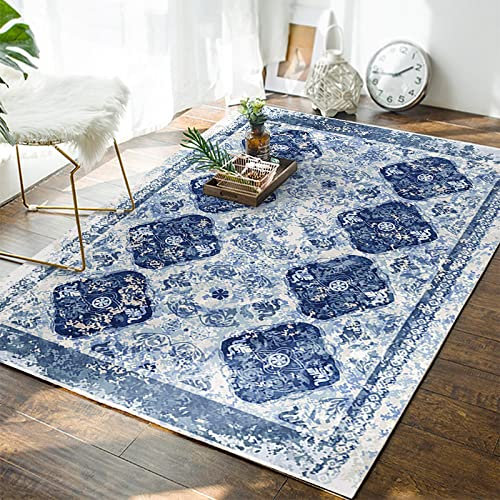 KeletiRug Klassischer Orientteppich, Ethnisches hellblau, Kurzflor Waschbarer Anti-Rutsch Ornamente Muster Teppich 180 x 180 cm
