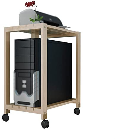 TOMYEUS Soporte CPU Bajo Mesa Soporte de CPU de Doble Capa PC de Madera sólida Host Home Home Host PC de enfriamiento de Servicio Pesado Soporte de chasis con Ruedas Soporte para CPU