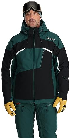 Spyder Herren Leader Insulated Hooded Ski Snow Jacket Skijacke, Cypress Green, L