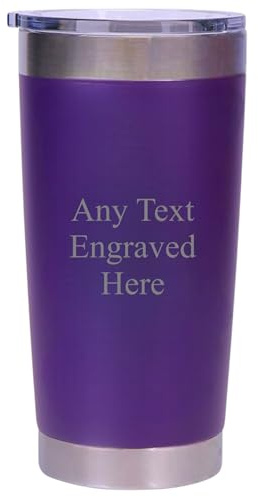 [Custom] Personalised Engraved Purple Any Message Double Wall Insulated Cup 500ml 17.5oz Hot Cold Coffee Tea Ideal for Birthday Mothers Day Christmas Wedding/Anniversary/Birthday/Retirement
