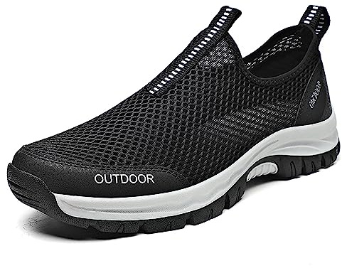 Aoikoy Hombre Zapatos Deportivos Casuales para Correr Gimnasio Sneakers Ligero Transpirable Zapatillas de Running UnisexAdulto, Negro, EU46