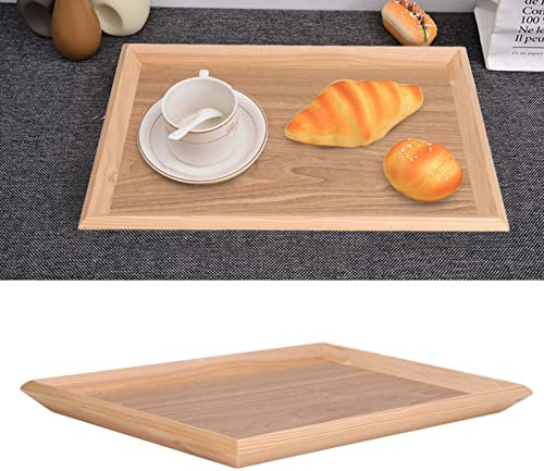 Bandeja de Servicio de Madera Contrachapada de Haya, Bandeja de Servicio Rectangular, Bandeja de Servicio Grande, Plato de Servicio Multiusos para Café, Té, Desayuno, Fruta,(15.9 x 12 pulgadas)