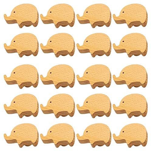 20 Stück Holz Tier Kommode Dekorative Knöpfe Holz Schubladengriff Elefant Schrankgriffe Türknauf Moderne Hardware Schrankzug für Badezimmer Küche Holz Möbelgriff Züge