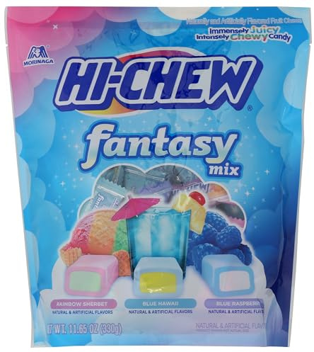 Hi-Chew Fantasy Mix Stand Up Pouch – 330 g – sorbetto arcobaleno, blu hawaii e lampone blu
