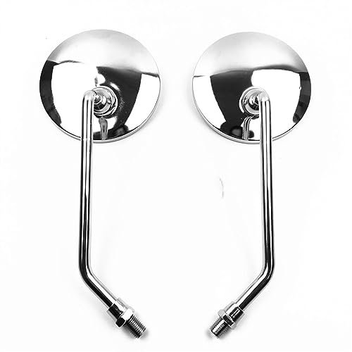 BIVOO Motorradspiegel Universal Motorrad Spiegel Chrom Runde Spiegel Motorrad Langen Stiel Für Lenkerendenspiegel(8mm Chrome)