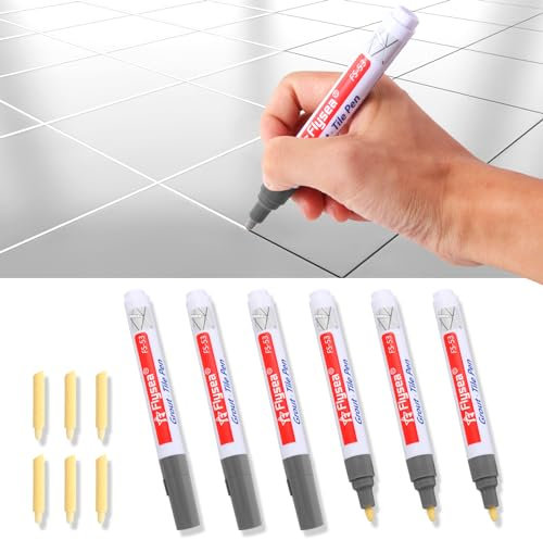 Fugenstift Grau, 6 Stück Fugenstift Fugenmörtel mit Ersatzspitze, Wasserfest Fugenstift Anthrazit Lackstift Stift Fugen Reparatur Marker für Fliesen Wand Boden Von Fliese Badezimmer Und Küche