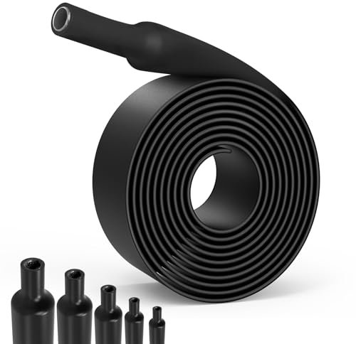 Lsnisni Tubo Termorretráctil 4:1 Ø12/16/20/32/40mm, 2m Tubo Termoretractil con Pegamento, Tubo Termorretráctil Negro (Ø12mm 2m)
