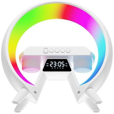 Deals Altoparlante 3 in 1 bluetooth luce led con orologio caricabatterie wireless audio lampada