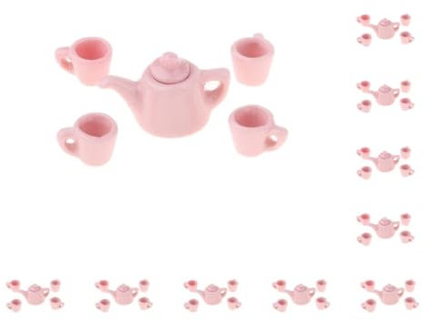 Paowsietiviity Lot de 10 tasses à thé miniatures en porcelaine pour maison de poupée 1/12 Rose