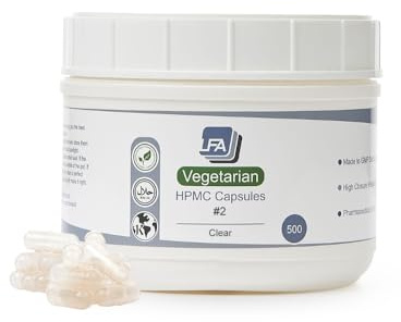 Empty Capsules Size 2 - Clear Vegan HPMC - 500 Count Jar - Fits Capsule Machine Filling Tray - Joined Vegetarian Caps Easy Snap for DIY Powder Supplement Pills - Certified Halal Kosher Hypromellose