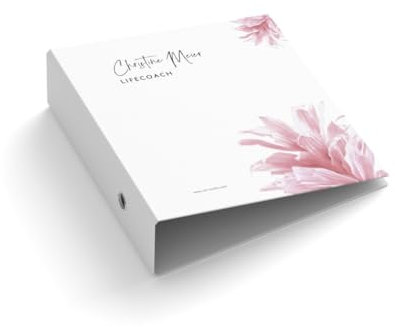 Ringordner personalisiert mit Name + Text | Ordner | Life Coach | weiß rosa Blumen | Mit Griffloch | für DIN A4 | 7,4 cm breit | Physio | Studium | Kanzlei | Praxis