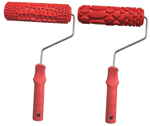 Duiaynke 2 Stück 17,8 cm geprägte Farbwalze Wand Ziegelmuster Gummi Farbroller Holzmaserung Rändelwerkzeug für Wanddekoration