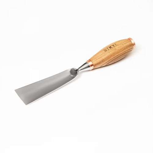 StryiCarvingTools Stryi - Gubia de tallado de escultura de 1.6 pulgadas, barrido de hoja #5, gubia para soplado de mazo, herramientas de tallado de madera, cincel curvado para carpintería SG540,