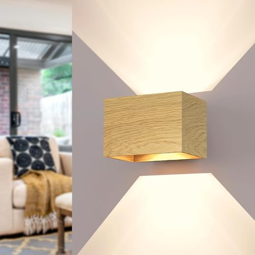 LED Wood Wandleuchte Innen Holz - Handgefertigte Wandlampe aus Eichenholz - Wandbeleuchtung G9 max. 12 W - Wandstrahler für Wohnzimmer, Badezimmer, Schlafzimmer und Treppenhaus, Glühbirne nicht inkl.